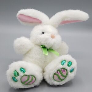 GAC Easter White Bunny Metalic Easter Egg Feet Plush 8"‎